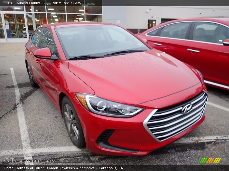 Scarlet Red / Gray 2018 Hyundai Elantra SEL