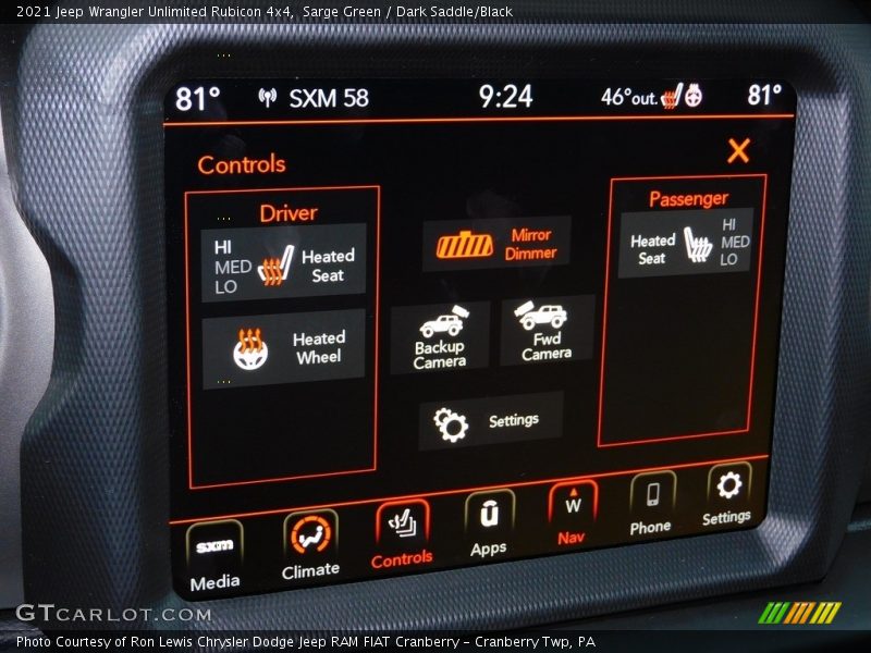 Controls of 2021 Wrangler Unlimited Rubicon 4x4
