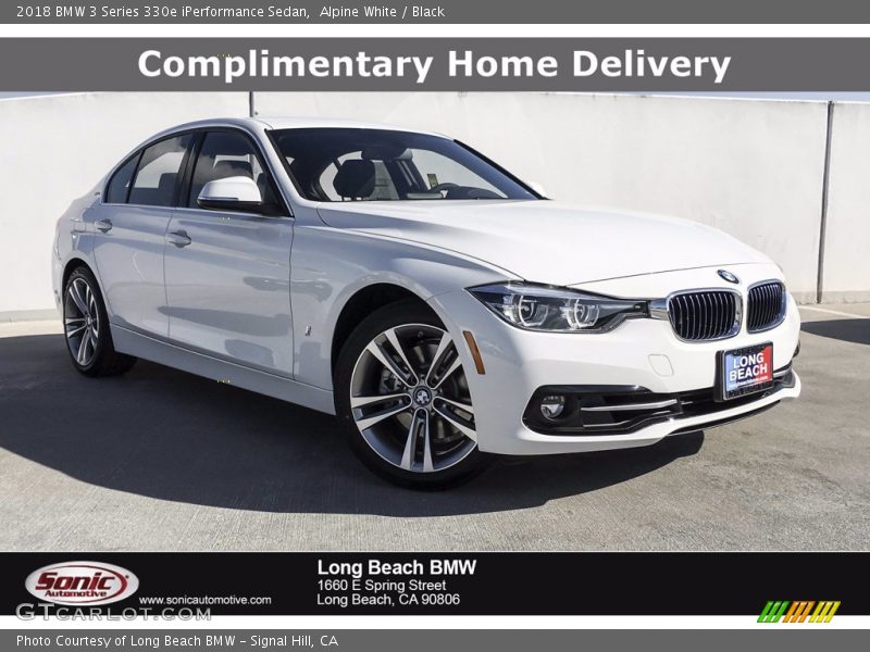 Alpine White / Black 2018 BMW 3 Series 330e iPerformance Sedan