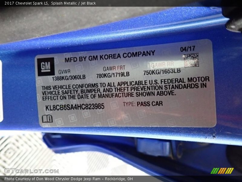 Splash Metallic / Jet Black 2017 Chevrolet Spark LS