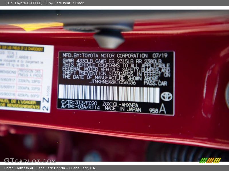 Ruby Flare Pearl / Black 2019 Toyota C-HR LE