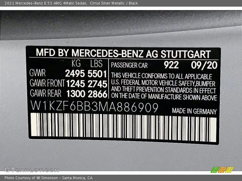 Cirrus Silver Metallic / Black 2021 Mercedes-Benz E 53 AMG 4Matic Sedan