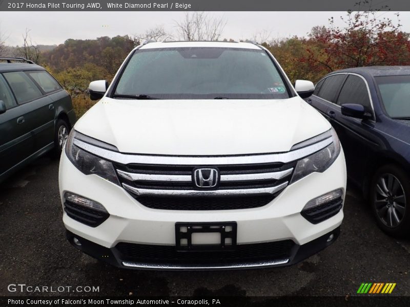 White Diamond Pearl / Beige 2017 Honda Pilot Touring AWD