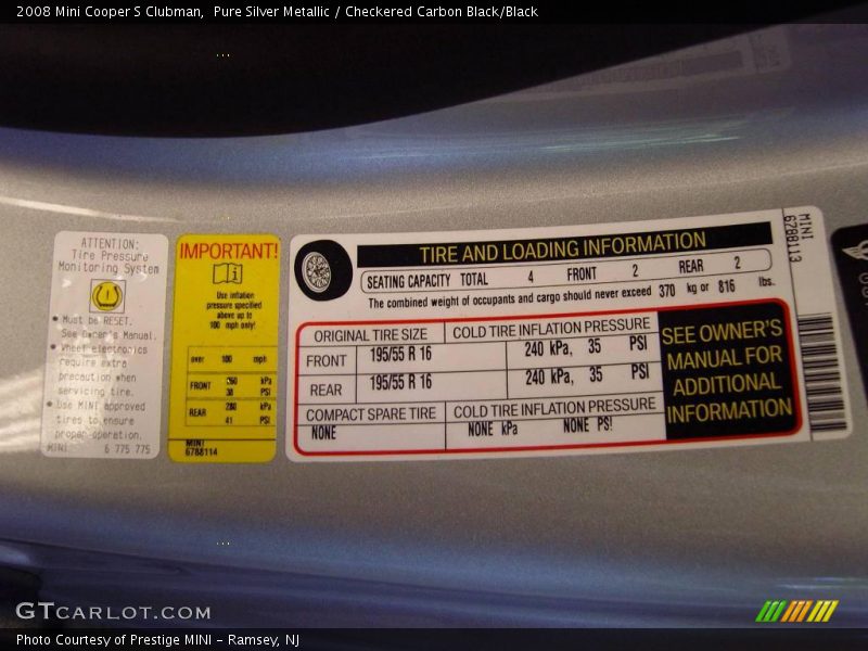 Pure Silver Metallic / Checkered Carbon Black/Black 2008 Mini Cooper S Clubman