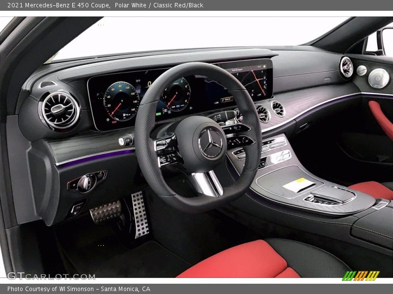 Polar White / Classic Red/Black 2021 Mercedes-Benz E 450 Coupe