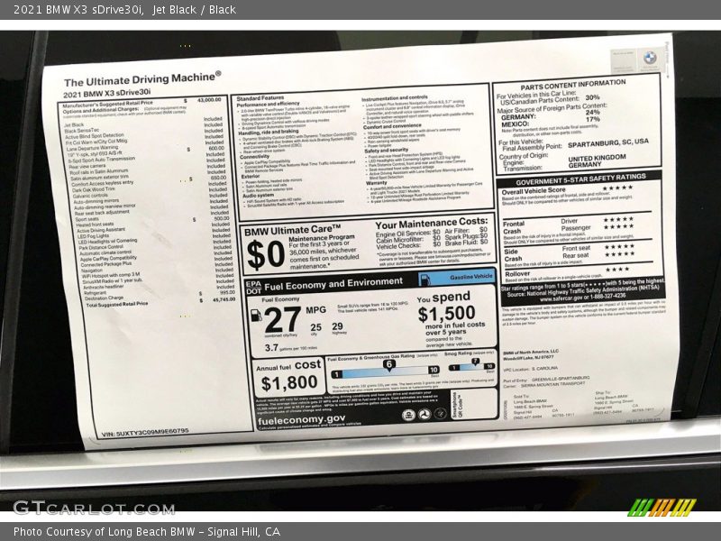 Jet Black / Black 2021 BMW X3 sDrive30i