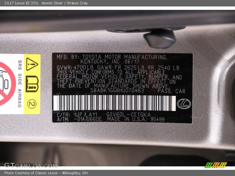 Atomic Silver / Stratus Gray 2017 Lexus ES 350