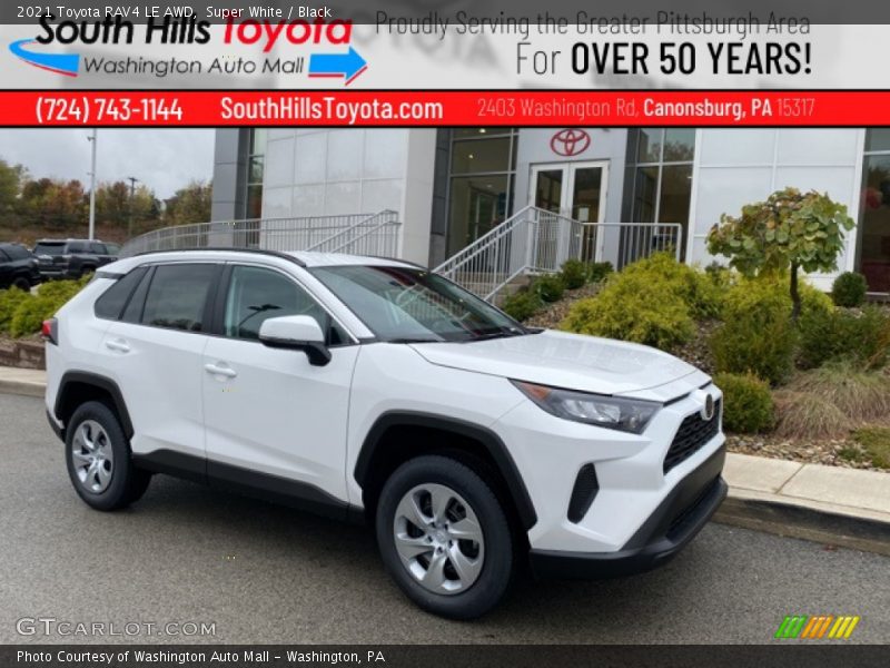 Super White / Black 2021 Toyota RAV4 LE AWD
