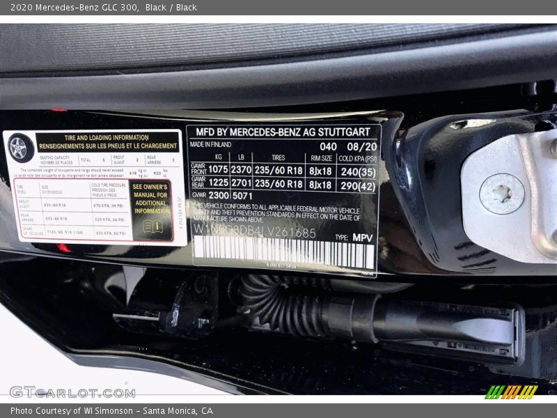 Black / Black 2020 Mercedes-Benz GLC 300
