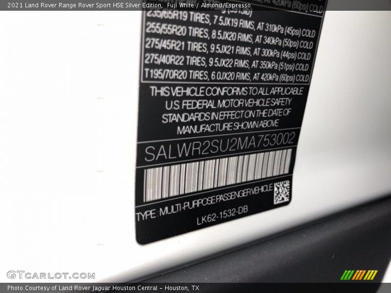 Fuji White / Almond/Espresso 2021 Land Rover Range Rover Sport HSE Silver Edition