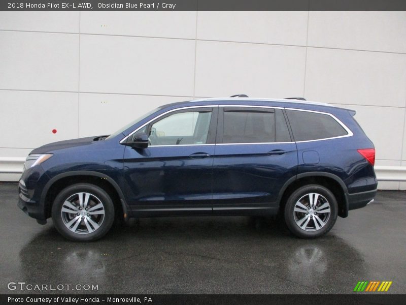 Obsidian Blue Pearl / Gray 2018 Honda Pilot EX-L AWD