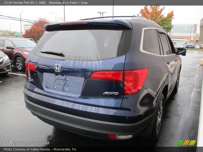 Obsidian Blue Pearl / Gray 2018 Honda Pilot EX-L AWD