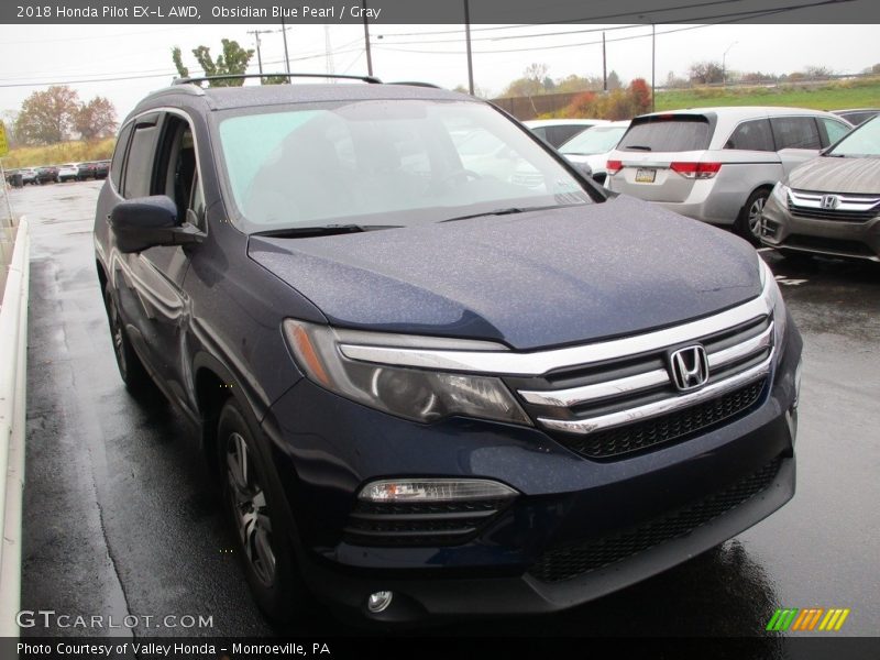 Obsidian Blue Pearl / Gray 2018 Honda Pilot EX-L AWD