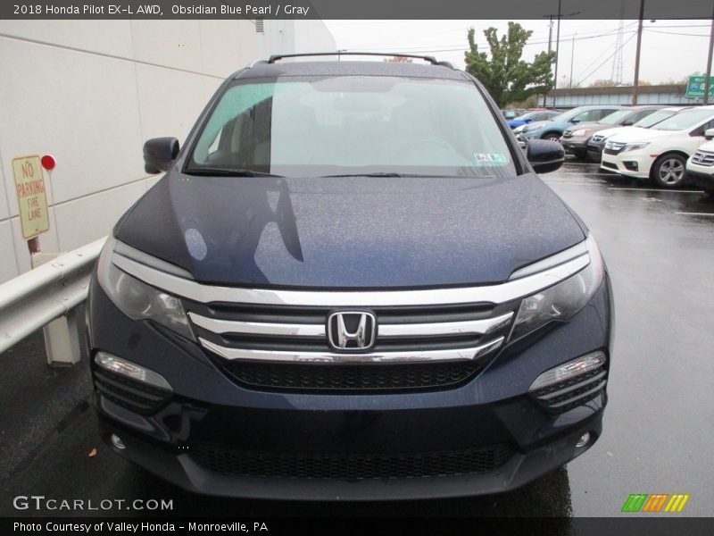 Obsidian Blue Pearl / Gray 2018 Honda Pilot EX-L AWD