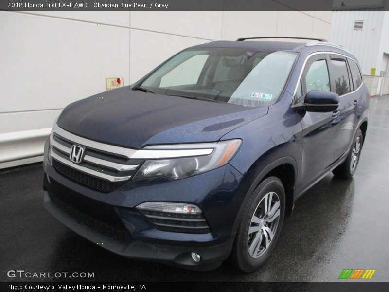 Obsidian Blue Pearl / Gray 2018 Honda Pilot EX-L AWD