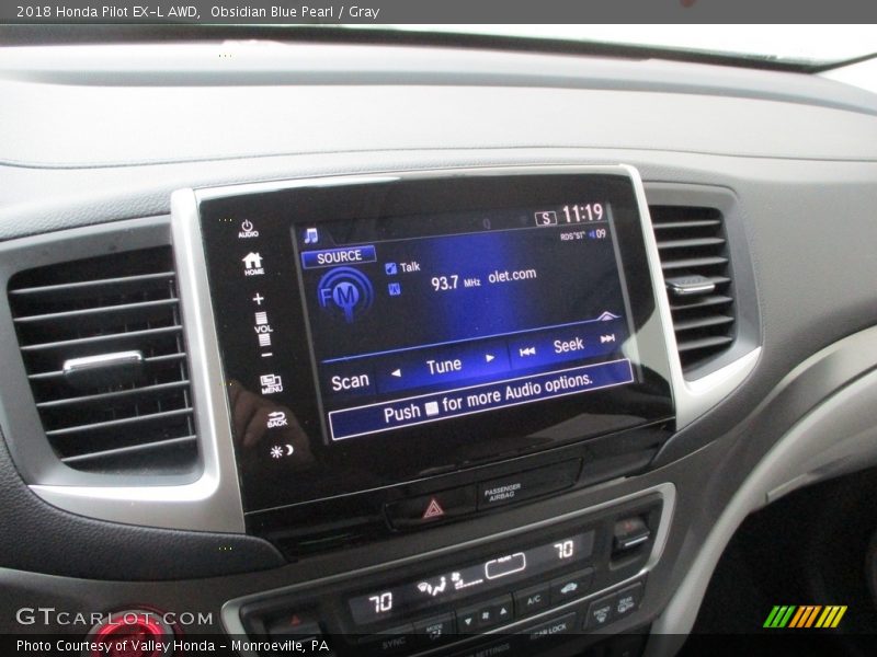 Obsidian Blue Pearl / Gray 2018 Honda Pilot EX-L AWD