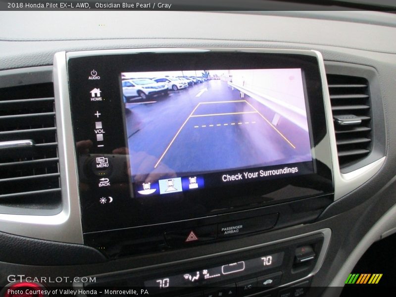 Obsidian Blue Pearl / Gray 2018 Honda Pilot EX-L AWD