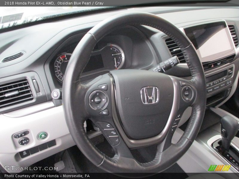 Obsidian Blue Pearl / Gray 2018 Honda Pilot EX-L AWD