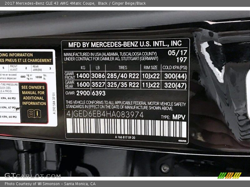 Black / Ginger Beige/Black 2017 Mercedes-Benz GLE 43 AMG 4Matic Coupe