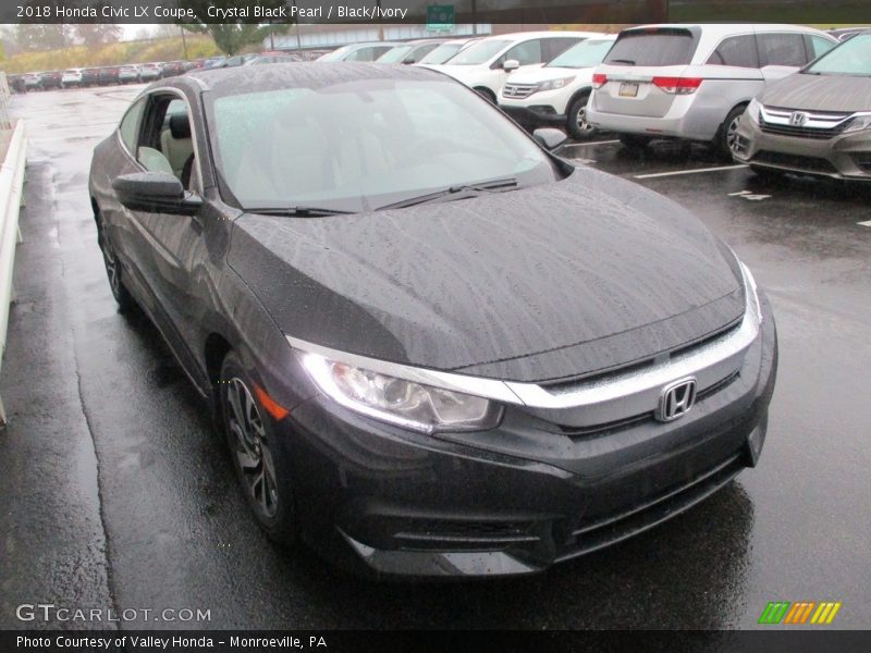 Crystal Black Pearl / Black/Ivory 2018 Honda Civic LX Coupe