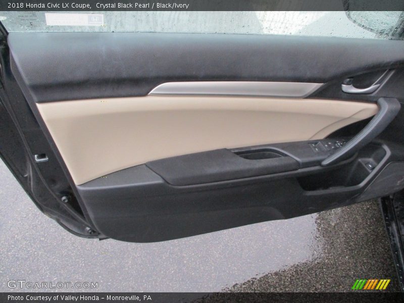 Crystal Black Pearl / Black/Ivory 2018 Honda Civic LX Coupe