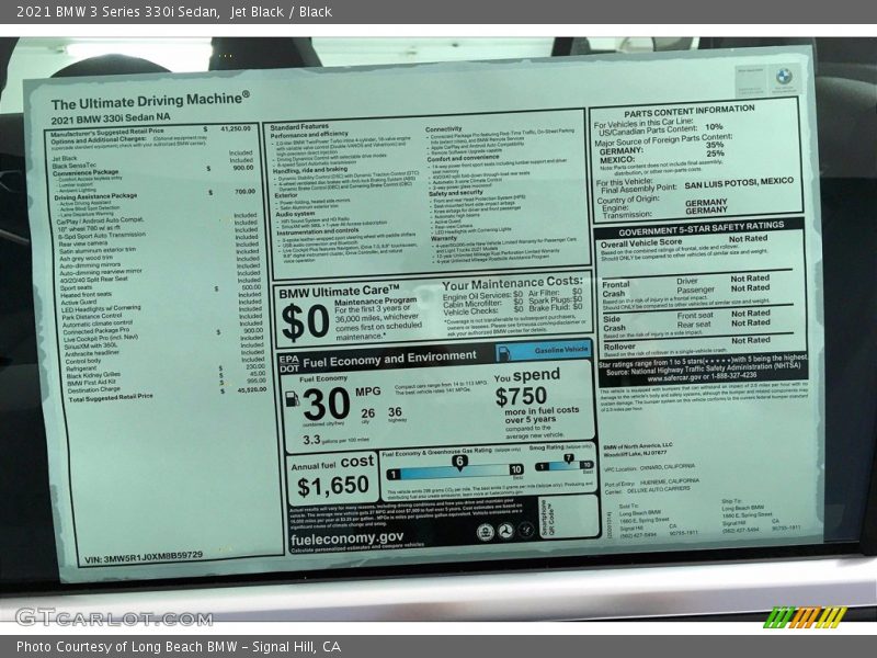 Jet Black / Black 2021 BMW 3 Series 330i Sedan