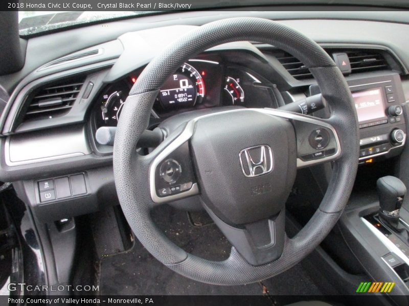 Crystal Black Pearl / Black/Ivory 2018 Honda Civic LX Coupe