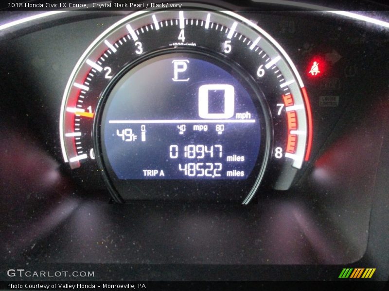 Crystal Black Pearl / Black/Ivory 2018 Honda Civic LX Coupe