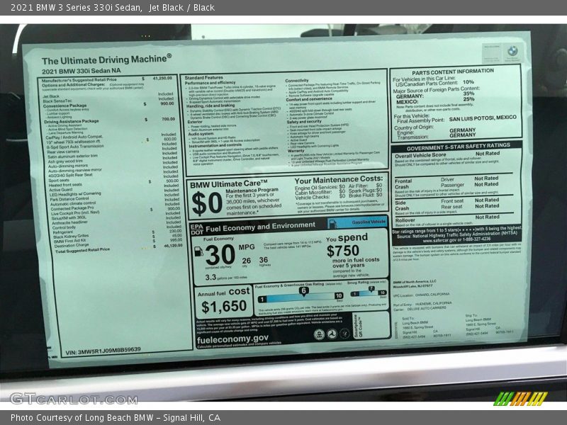 Jet Black / Black 2021 BMW 3 Series 330i Sedan