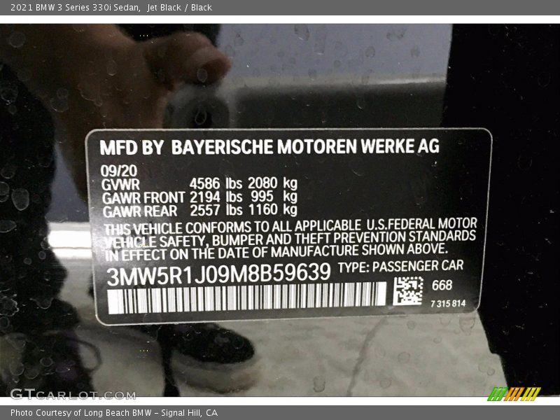 Jet Black / Black 2021 BMW 3 Series 330i Sedan