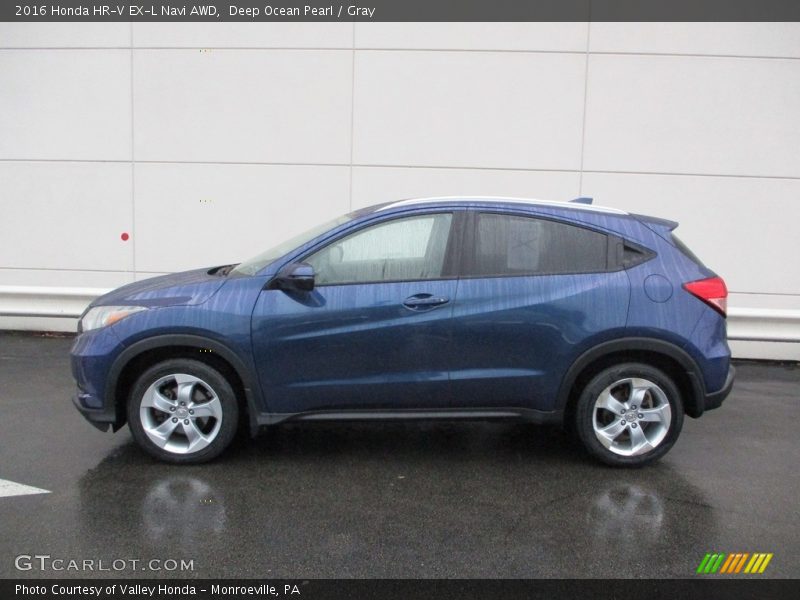 Deep Ocean Pearl / Gray 2016 Honda HR-V EX-L Navi AWD