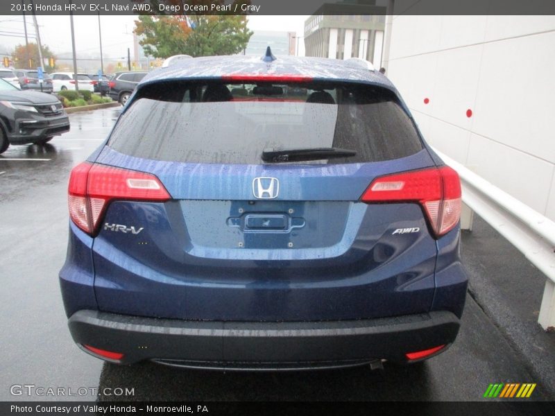 Deep Ocean Pearl / Gray 2016 Honda HR-V EX-L Navi AWD