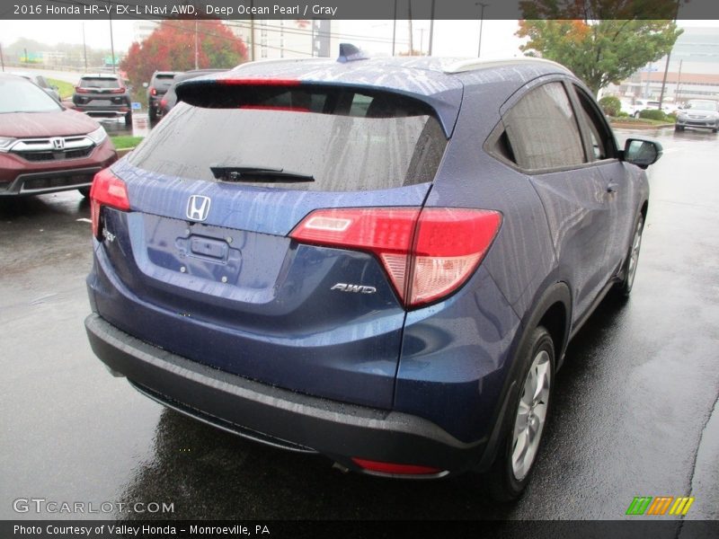 Deep Ocean Pearl / Gray 2016 Honda HR-V EX-L Navi AWD