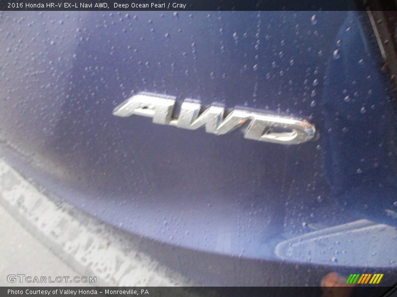 Deep Ocean Pearl / Gray 2016 Honda HR-V EX-L Navi AWD
