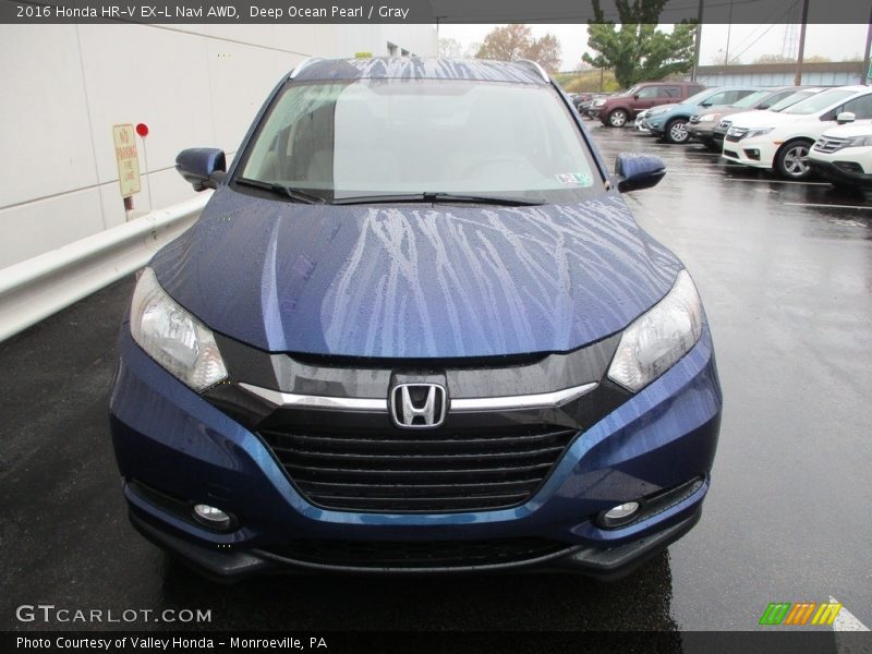 Deep Ocean Pearl / Gray 2016 Honda HR-V EX-L Navi AWD