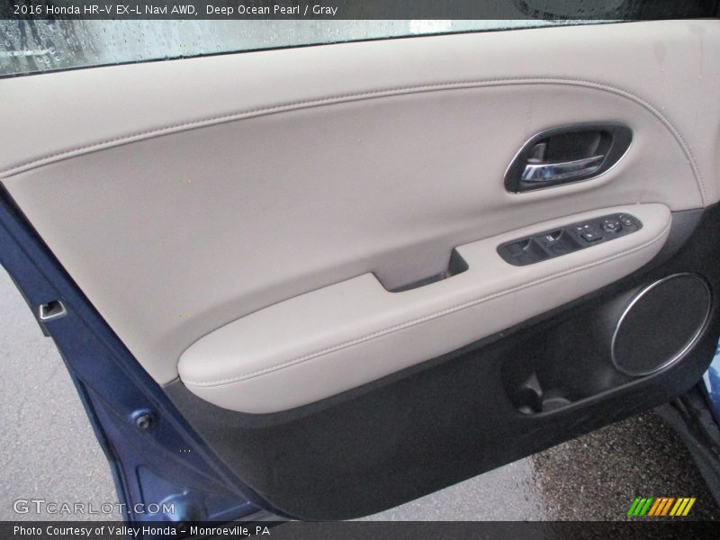 Deep Ocean Pearl / Gray 2016 Honda HR-V EX-L Navi AWD