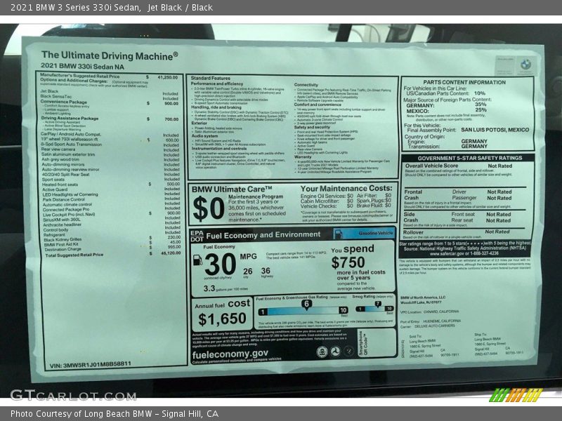 Jet Black / Black 2021 BMW 3 Series 330i Sedan