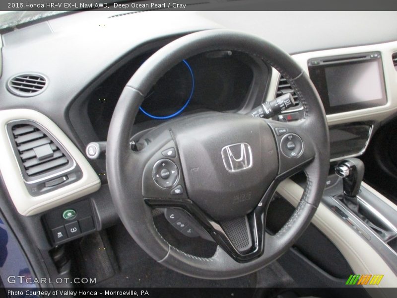 Deep Ocean Pearl / Gray 2016 Honda HR-V EX-L Navi AWD