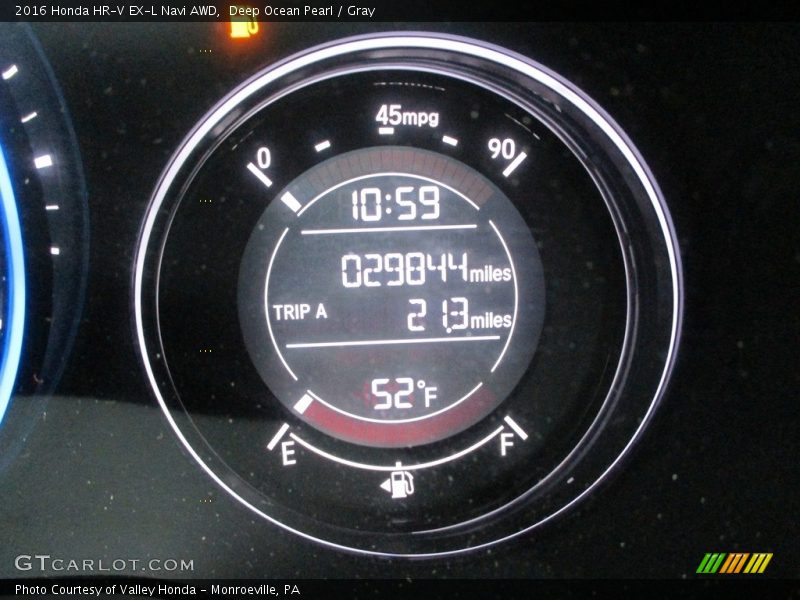 Deep Ocean Pearl / Gray 2016 Honda HR-V EX-L Navi AWD