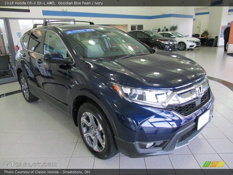 Obsidian Blue Pearl / Ivory 2018 Honda CR-V EX-L AWD