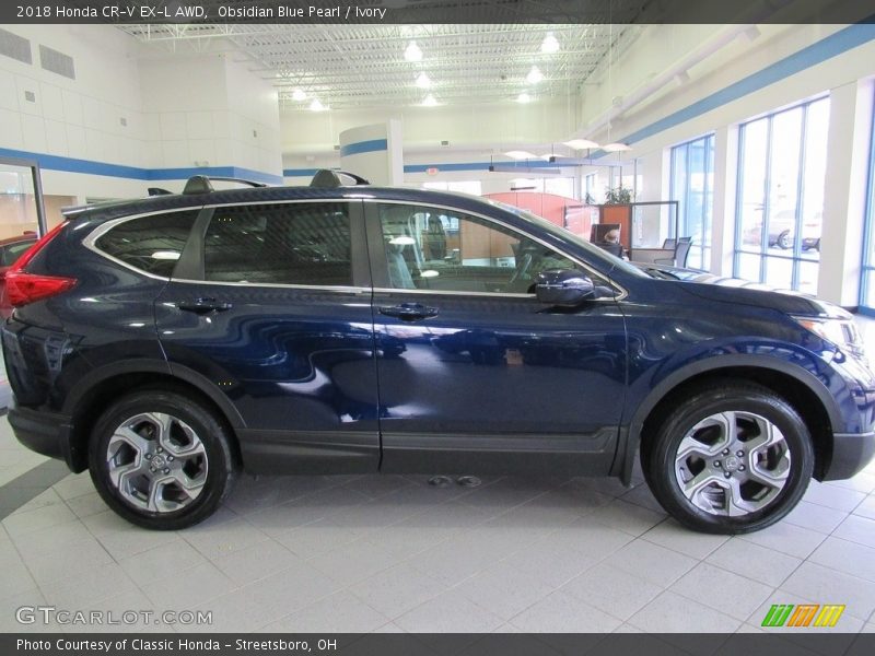 Obsidian Blue Pearl / Ivory 2018 Honda CR-V EX-L AWD