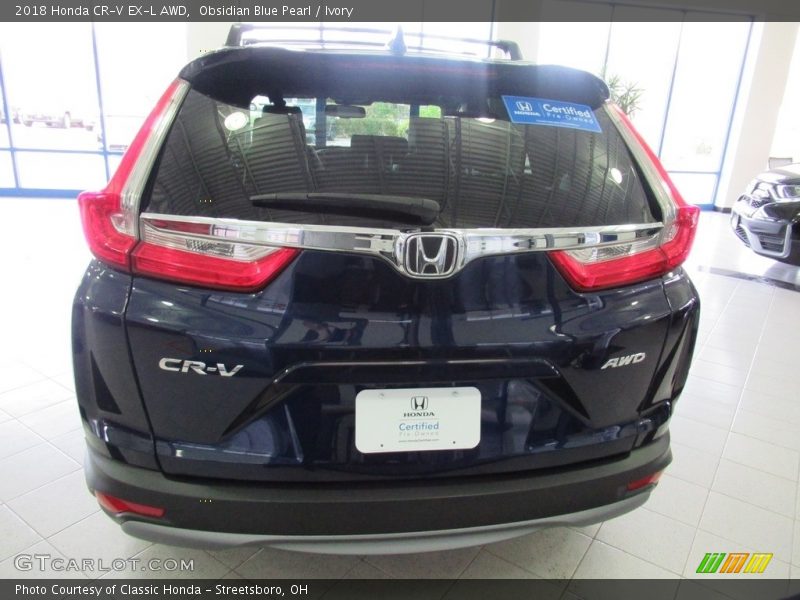 Obsidian Blue Pearl / Ivory 2018 Honda CR-V EX-L AWD