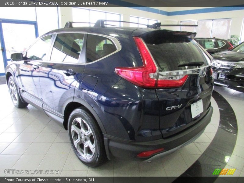 Obsidian Blue Pearl / Ivory 2018 Honda CR-V EX-L AWD