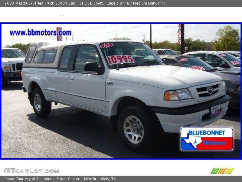 Classic White / Medium Dark Flint 2003 Mazda B-Series Truck B3000 Cab Plus Dual Sport