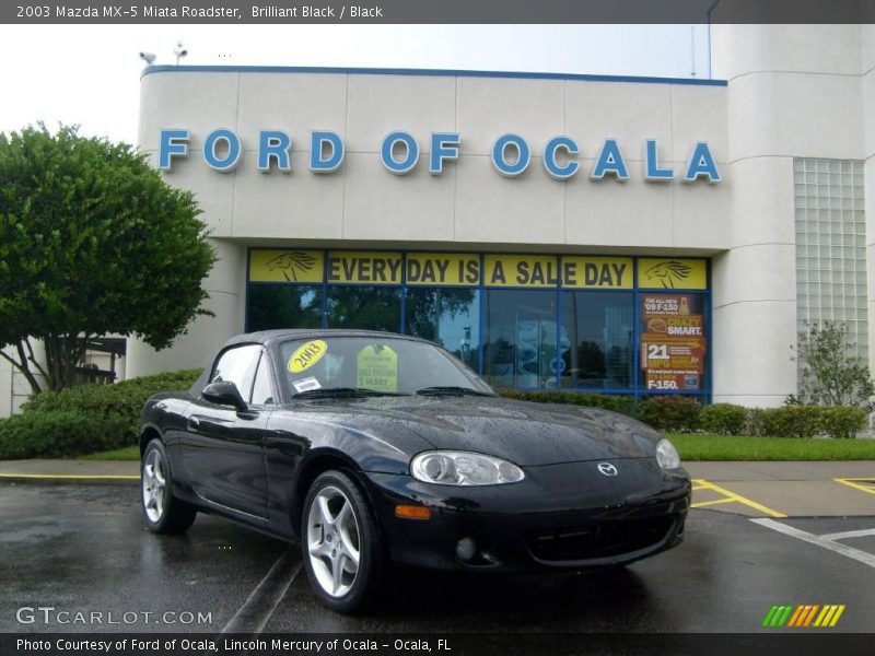 Brilliant Black / Black 2003 Mazda MX-5 Miata Roadster