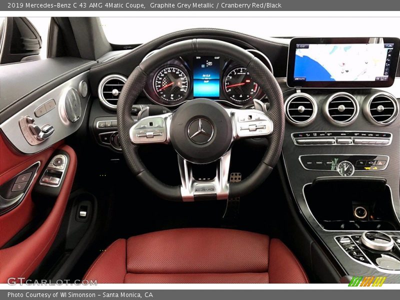 Graphite Grey Metallic / Cranberry Red/Black 2019 Mercedes-Benz C 43 AMG 4Matic Coupe