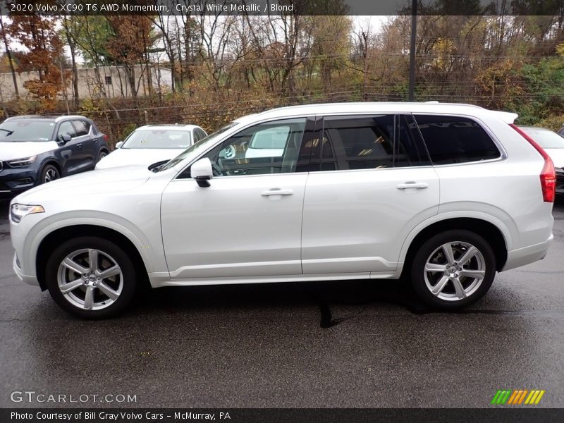 Crystal White Metallic / Blond 2020 Volvo XC90 T6 AWD Momentum