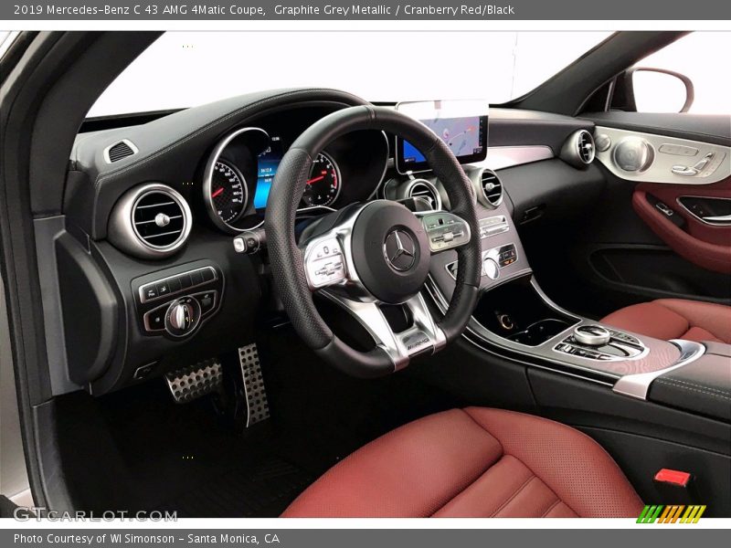 Graphite Grey Metallic / Cranberry Red/Black 2019 Mercedes-Benz C 43 AMG 4Matic Coupe