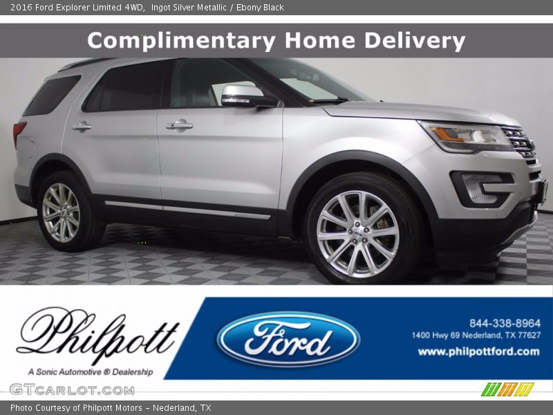 Ingot Silver Metallic / Ebony Black 2016 Ford Explorer Limited 4WD