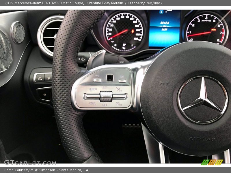 Graphite Grey Metallic / Cranberry Red/Black 2019 Mercedes-Benz C 43 AMG 4Matic Coupe